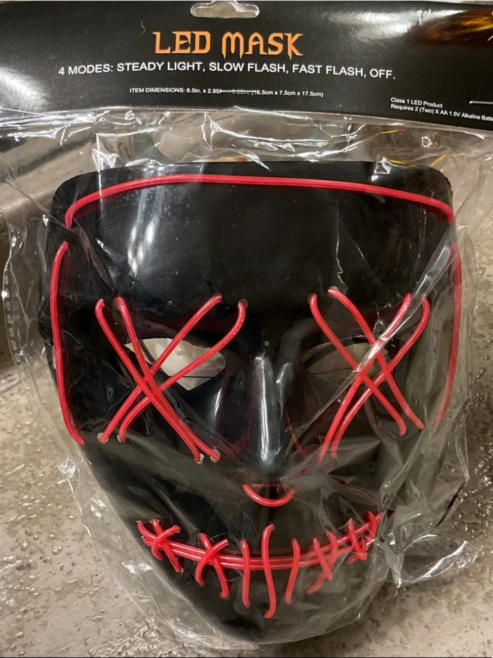 LED Mask Kids Face Mask - Black with Red LED